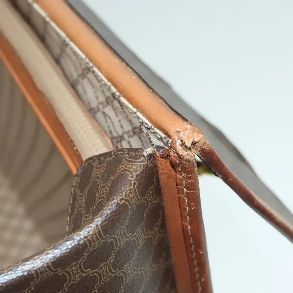 CELINE Macadam Canvas Trunk Pvc Leather Gold Brown